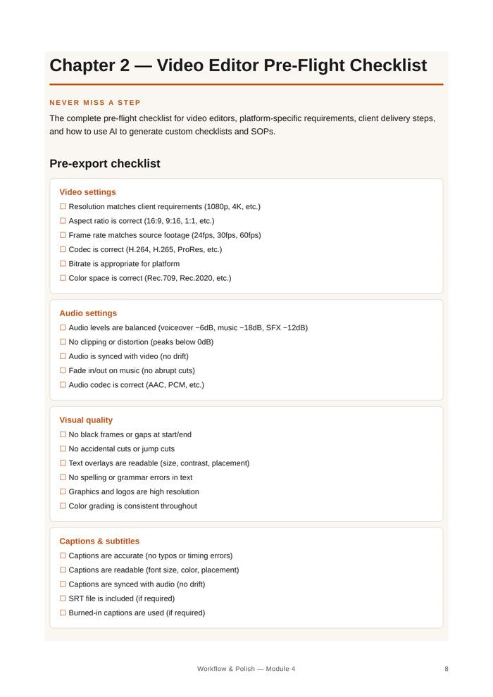 Pre-flight checklist